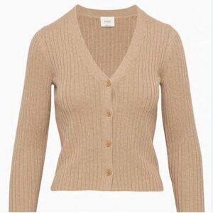 Aritzia Wilfred Merino Wool Manila Cardigan Camel Tan
